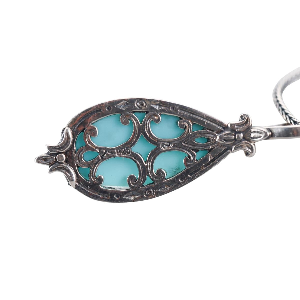 Konstantino Sterling Silver Turquoise and Rock Crystal Pendant Necklace