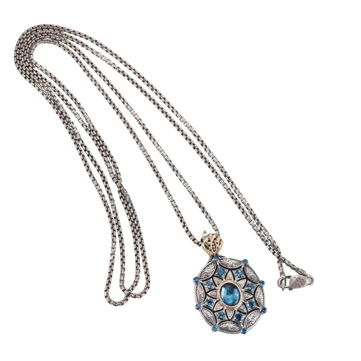 Konstantino Thalassa 18k Yellow Gold Sterling Topaz Pendant Necklace