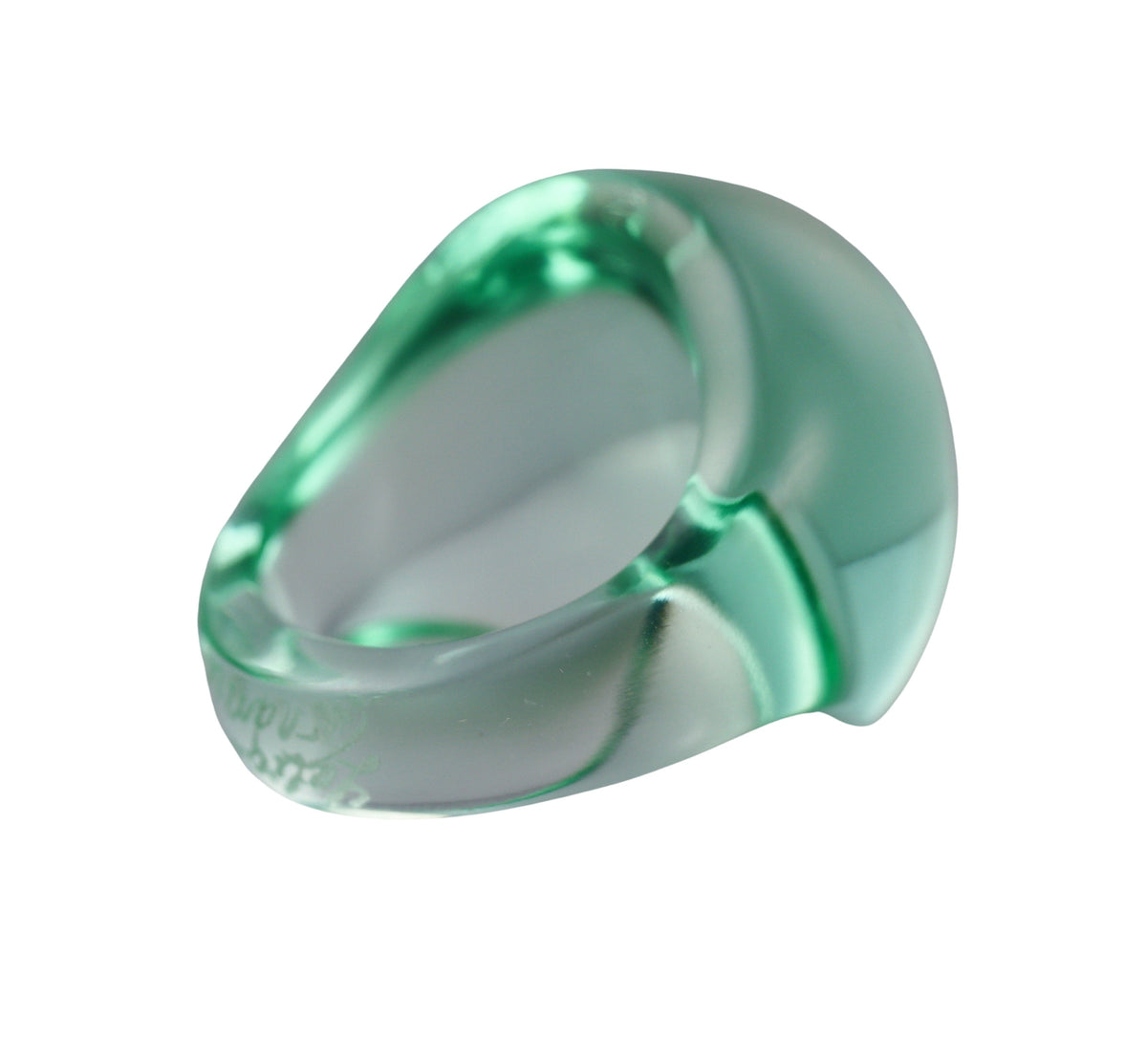 Lalique Cabochon Signet Light Green Crystal Ring 032703