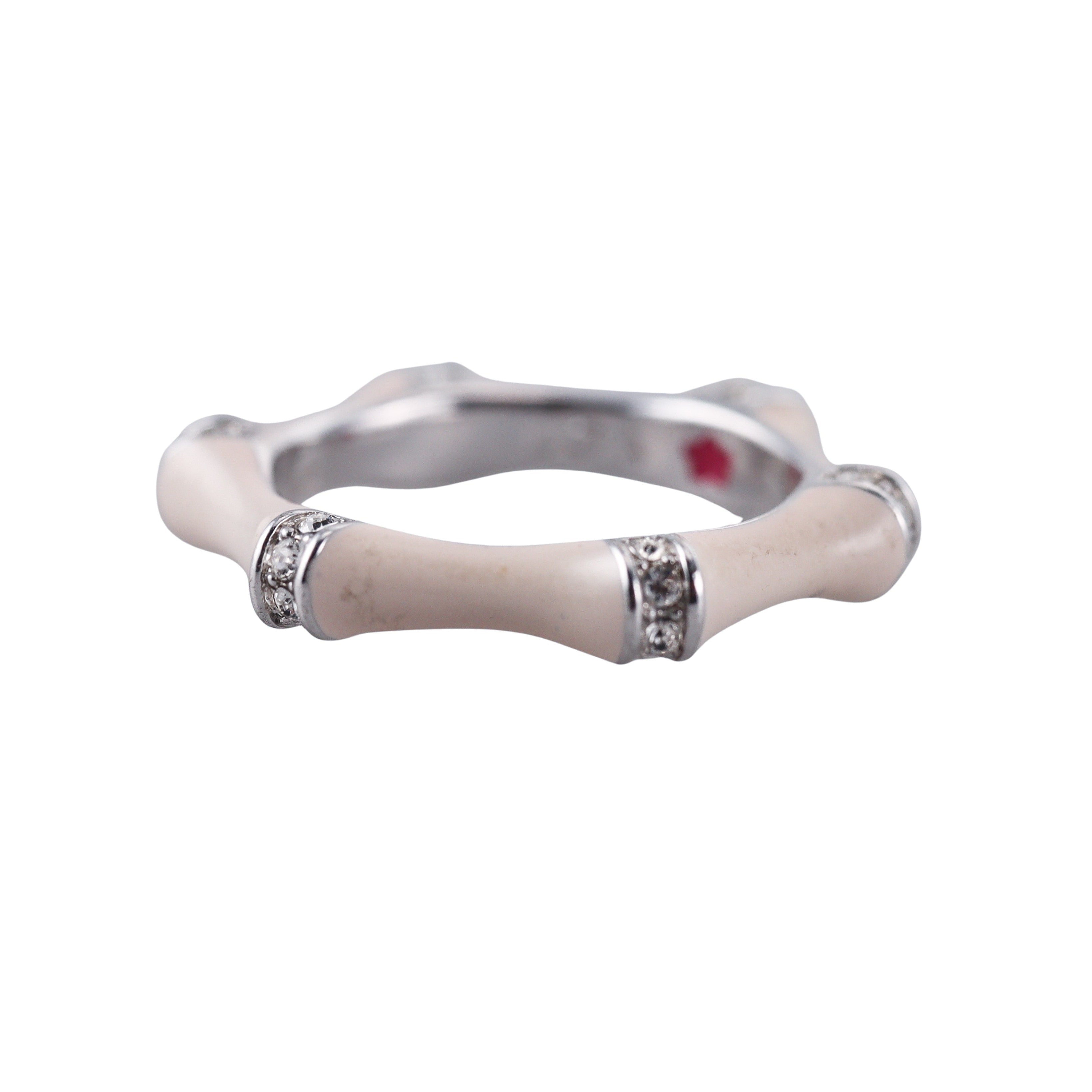 Lauren G Adams Bamboo Stackable & Enamel Crystal Band Ring Set of 2