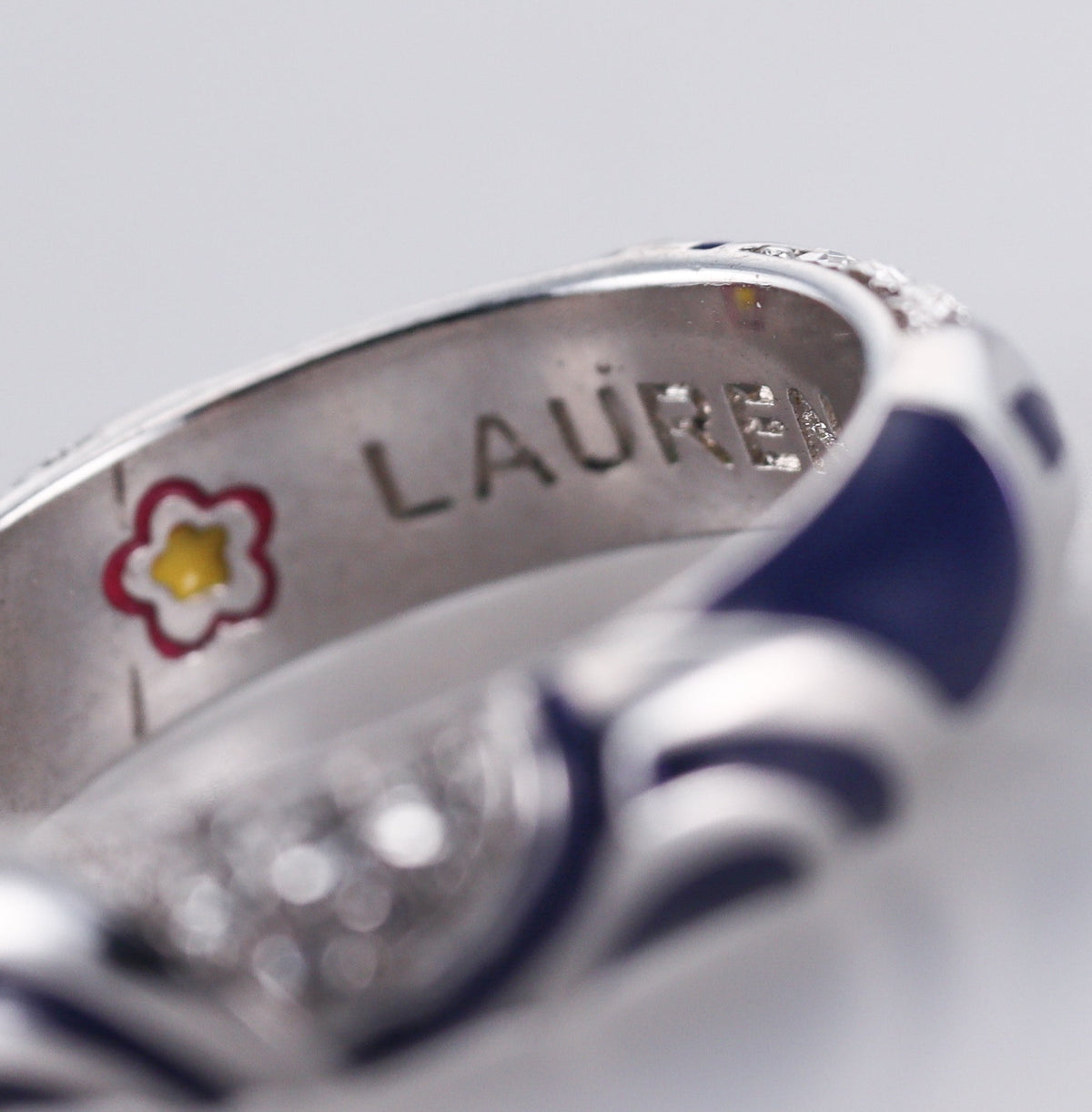 Lauren G Adams Bamboo Stackable & Enamel Crystal Band Ring Set of 2