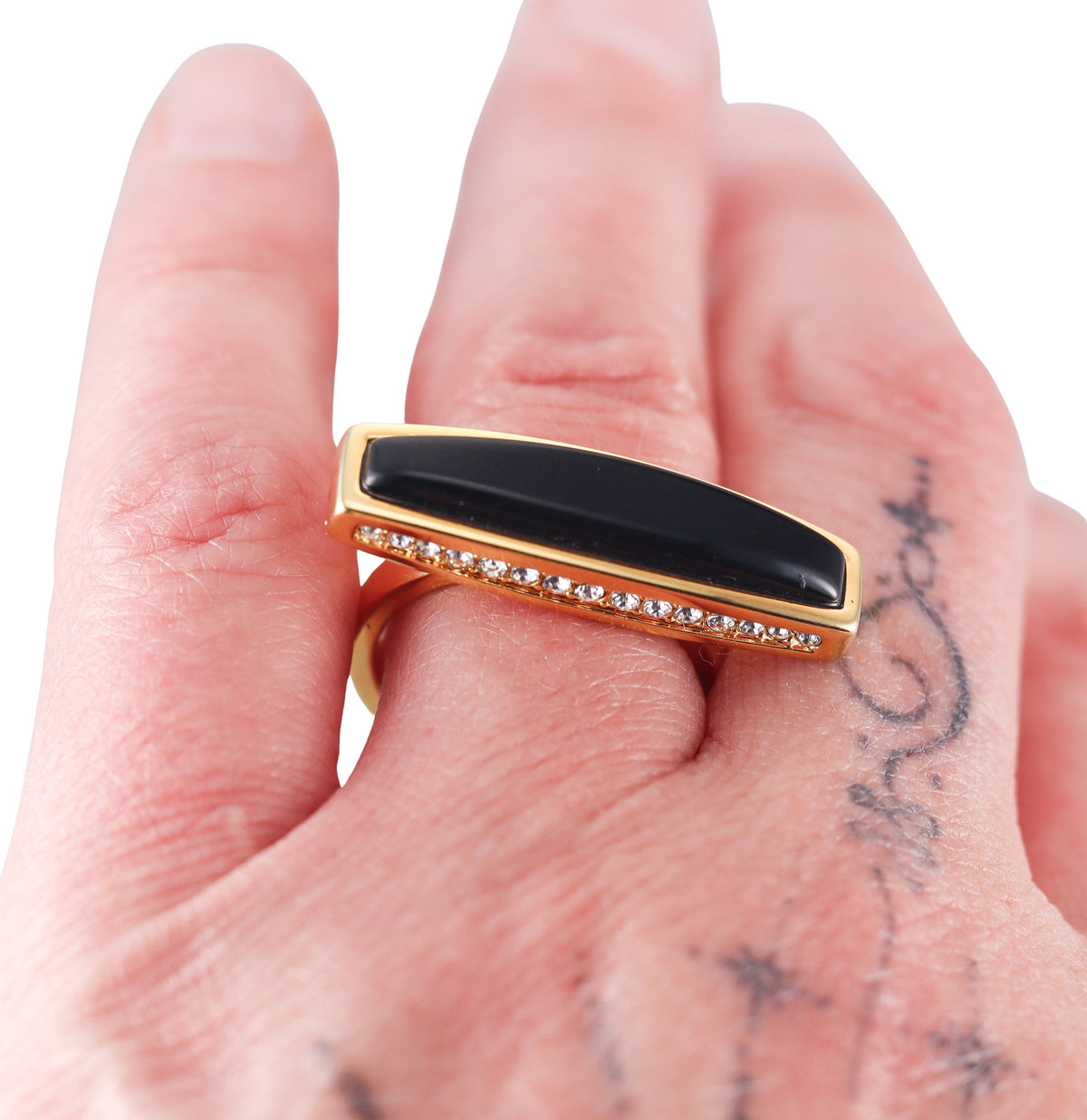 Lauren G Adams Black Onyx Crystal Cocktail Ring