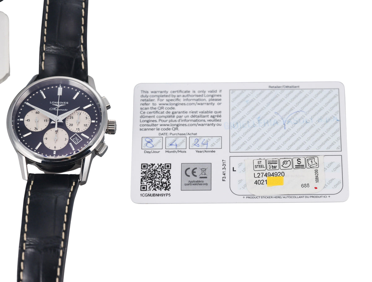 Longines Heritage Chronograph Automatic Steel Watch L2.749.4.92.0