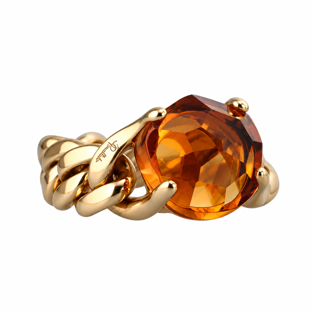 Pomellato Lola Curb 18k Citrine Chain Ring