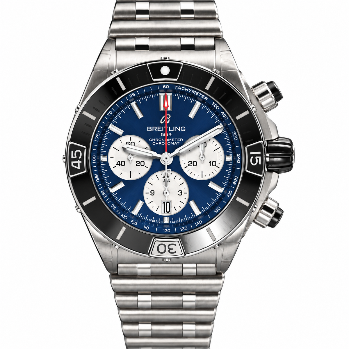 Breitling Super Chronomat B01 44 Black Steel Chronograph Watch AB0136