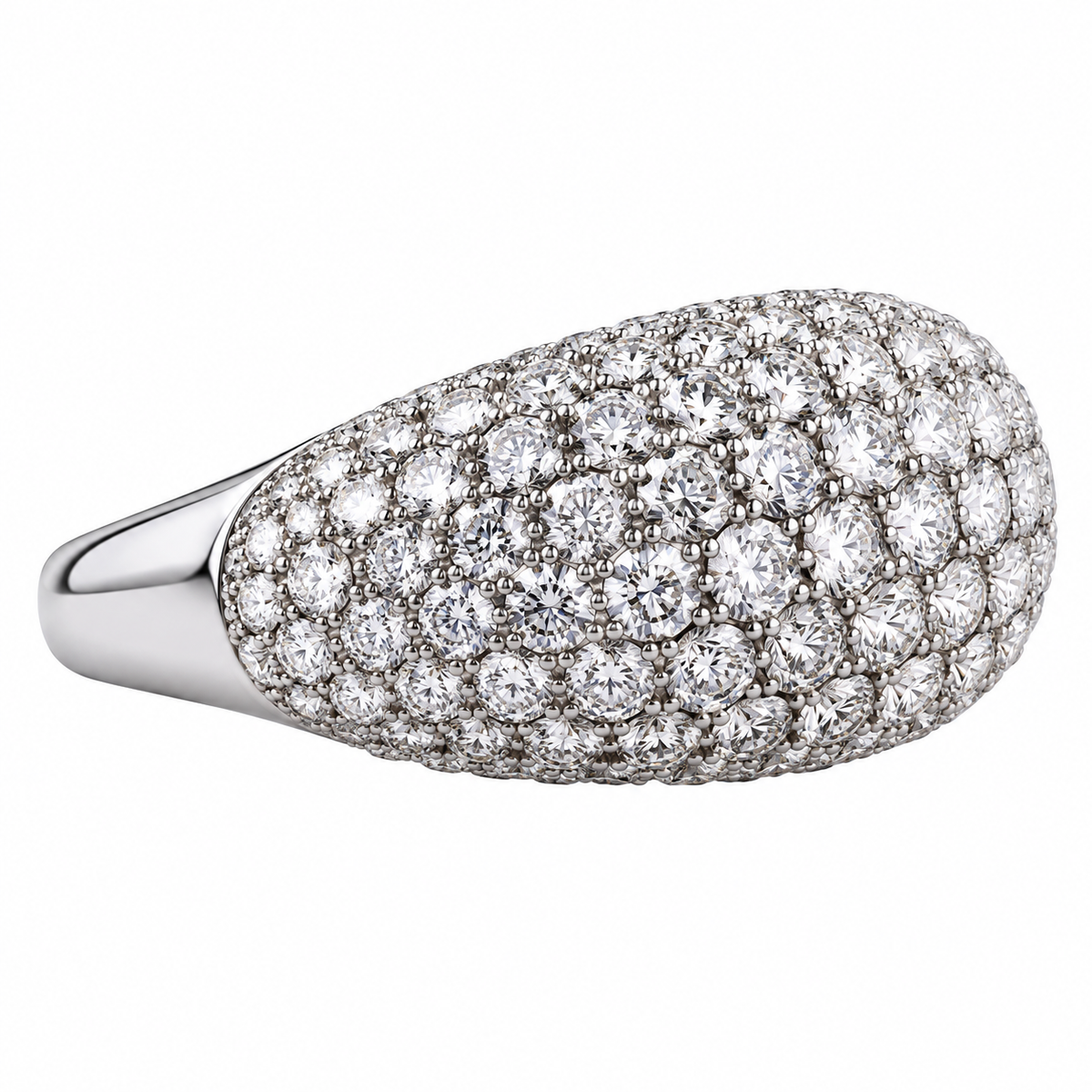 Modern 18k Gold 3.00ctw Diamond Dome Ring