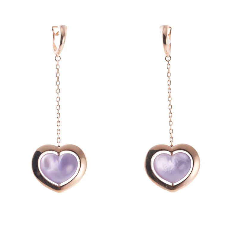 Mimi Milano Juliet Heart Amethyst Gold Drop Earrings
