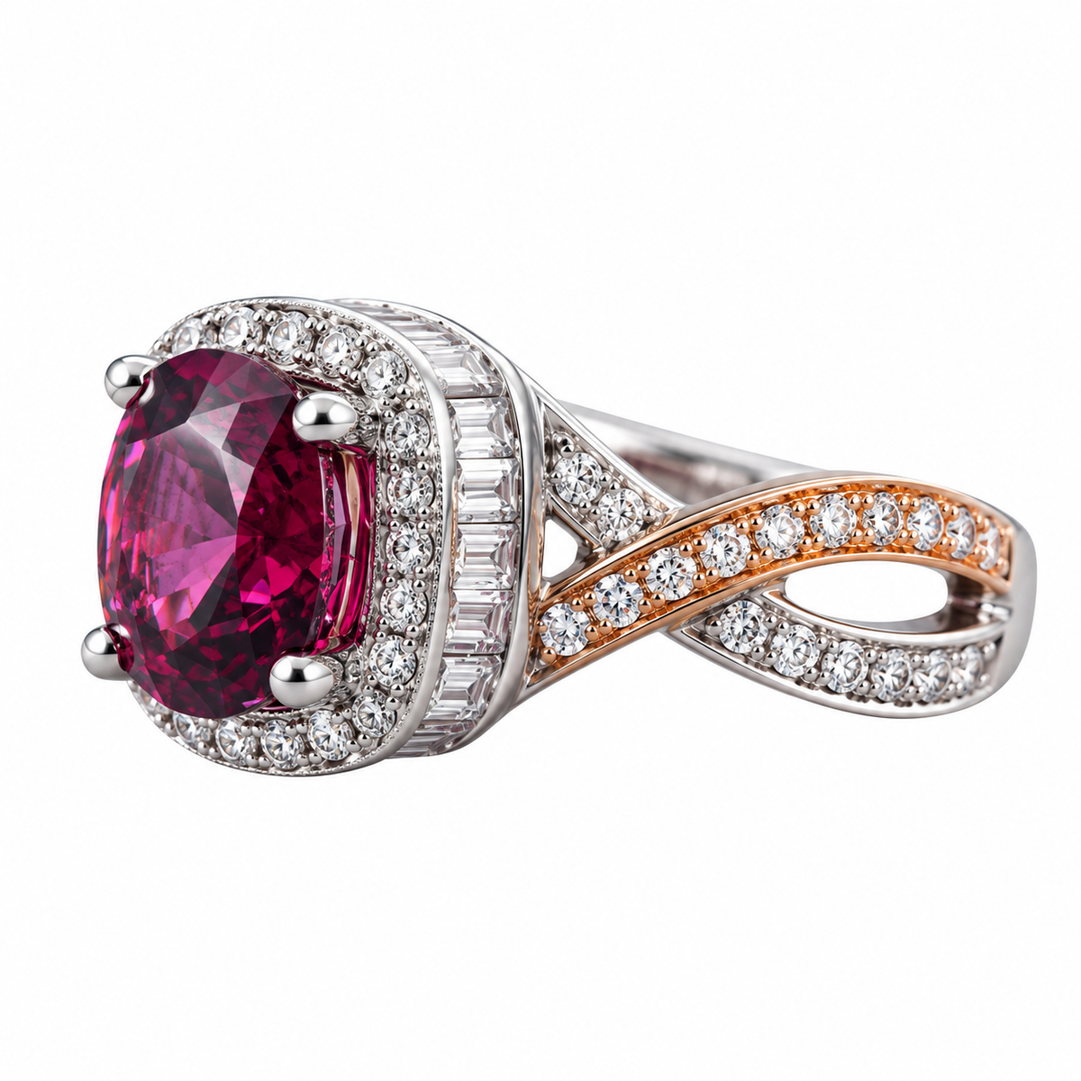Hakman 18k Gold 4.50ct Garnet Diamond Ring