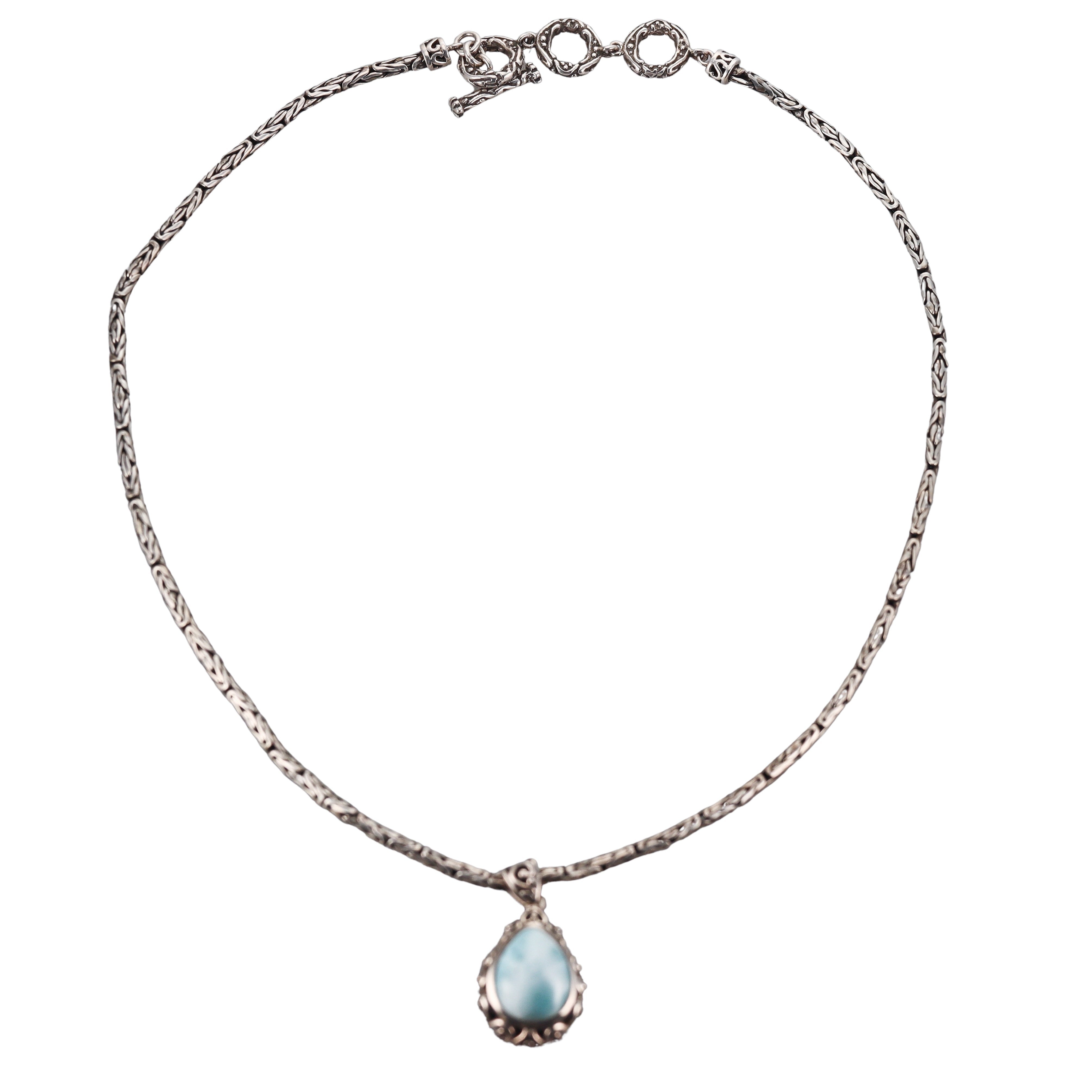 MarahLago Sterling Silver Larimar Pendant Toggle Necklace Retail $465