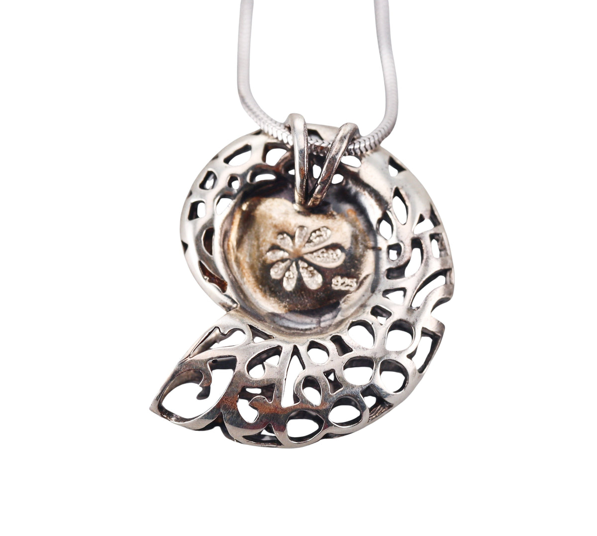 MarahLago Sterling Silver Larimar Shell Pendant Necklace
