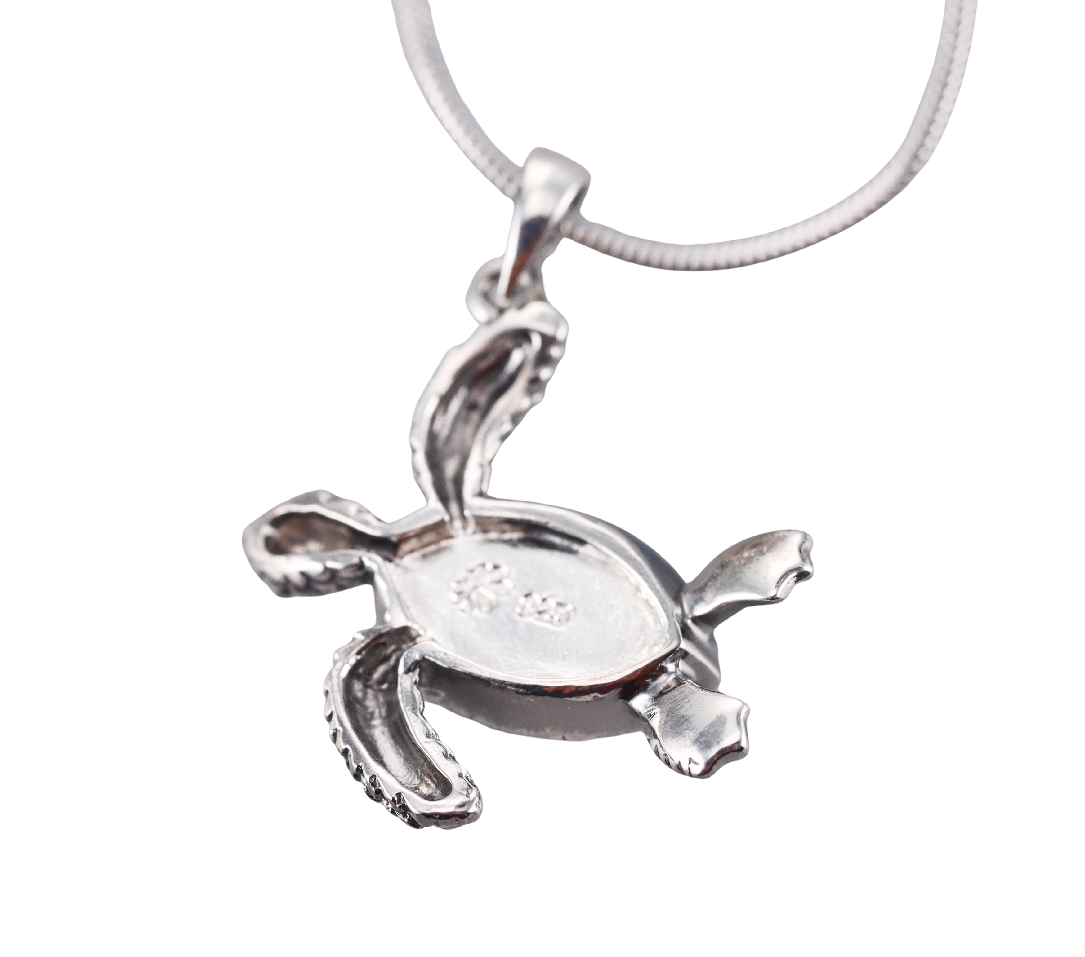 MarahLago Sterling Silver Larimar Turtle Pendant Necklace
