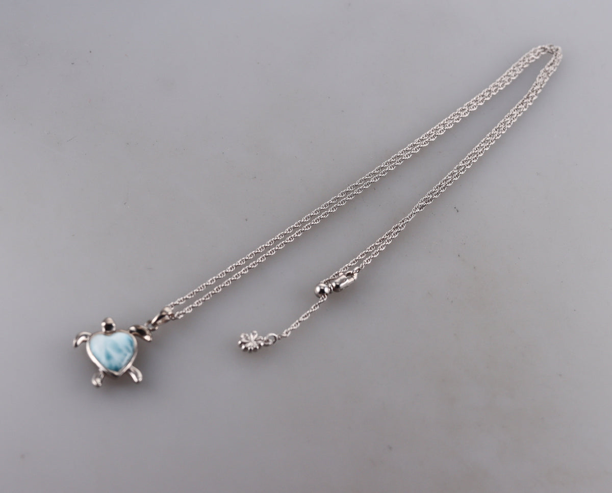 MarahLago Sterling Silver Turtle Heart Larimar Pendant Necklace Retail $231
