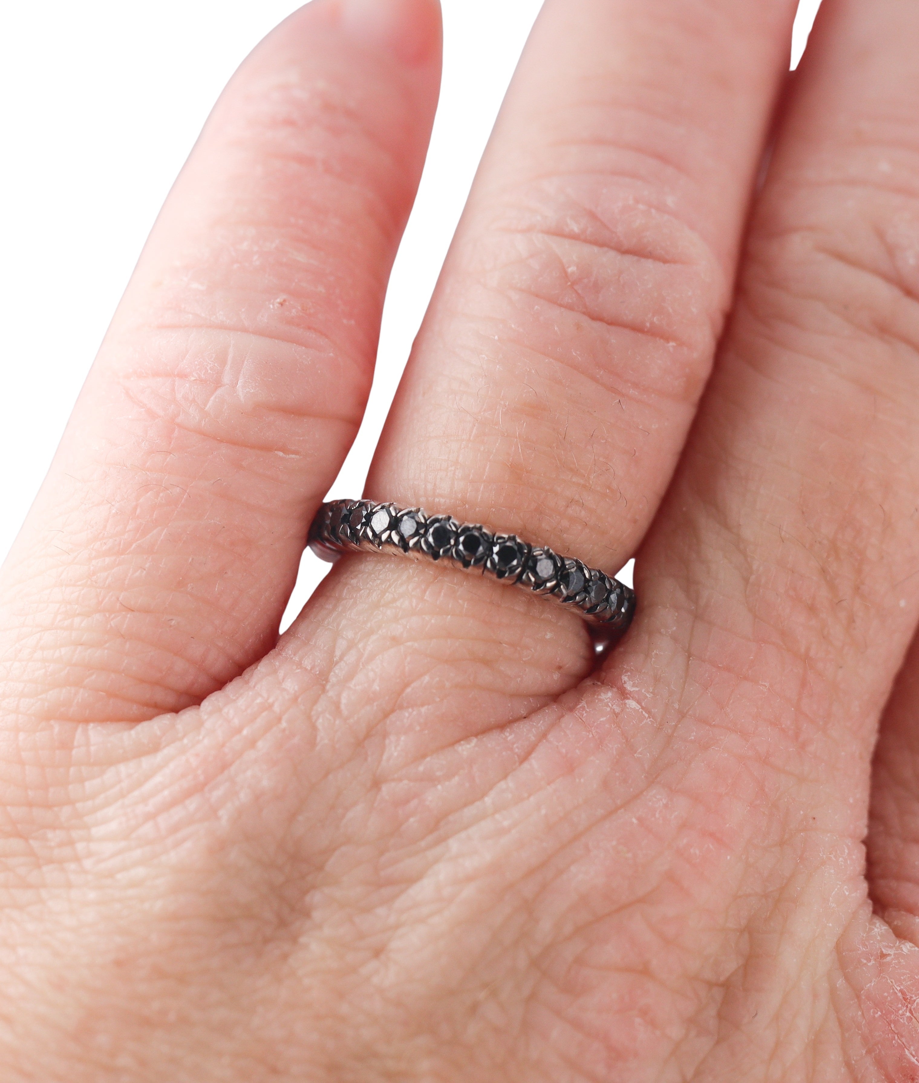 Mattioli X Band White Gold Black Diamond Small Stretch Ring