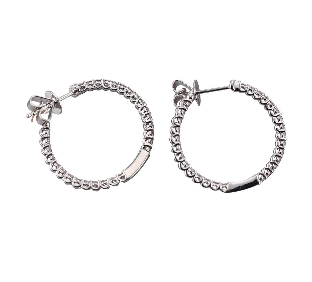 Memoire by Hearts on Fire 18k Diamond Woven Gallery Round Hoops Earrings