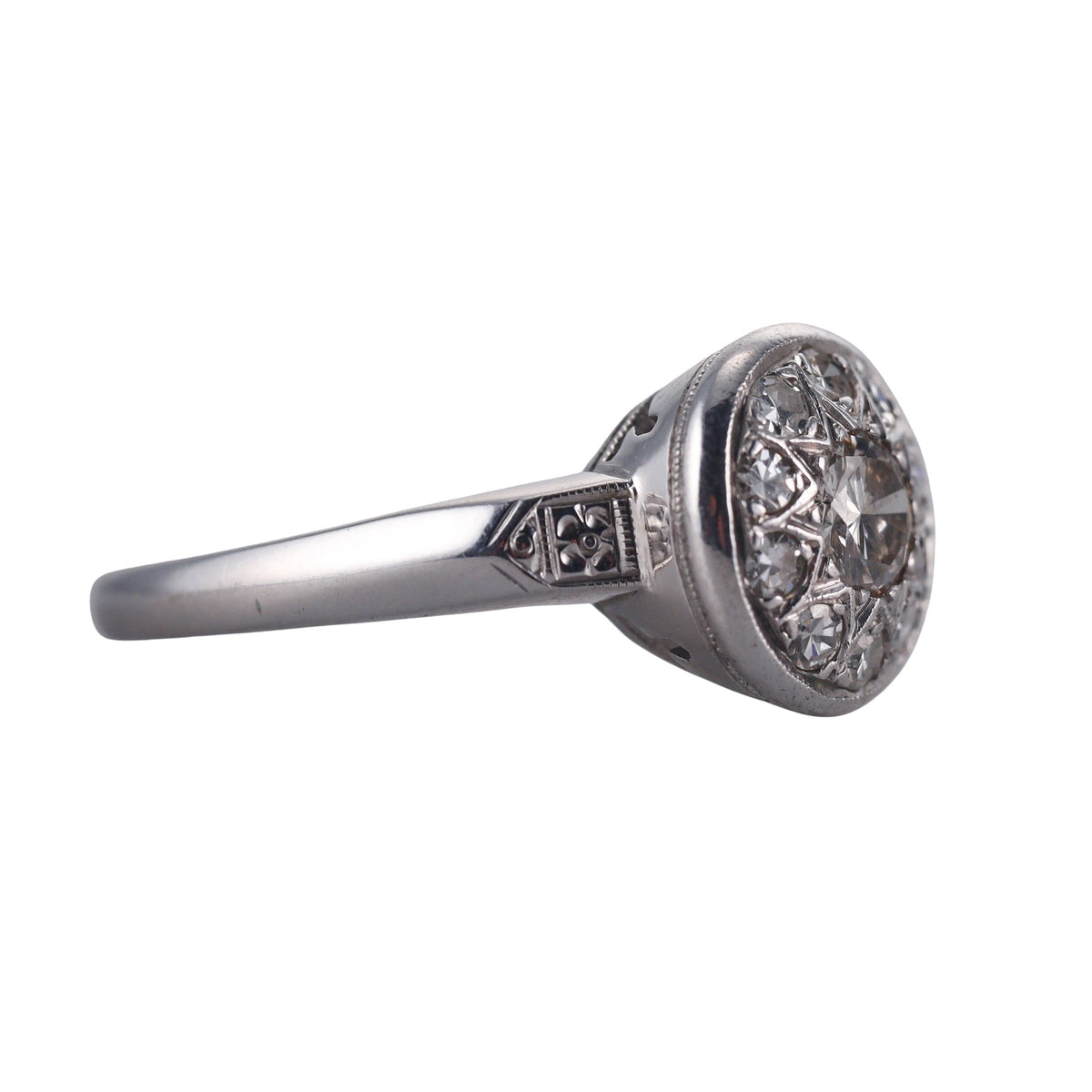 Mid Century 14k White Gold Diamond Ring
