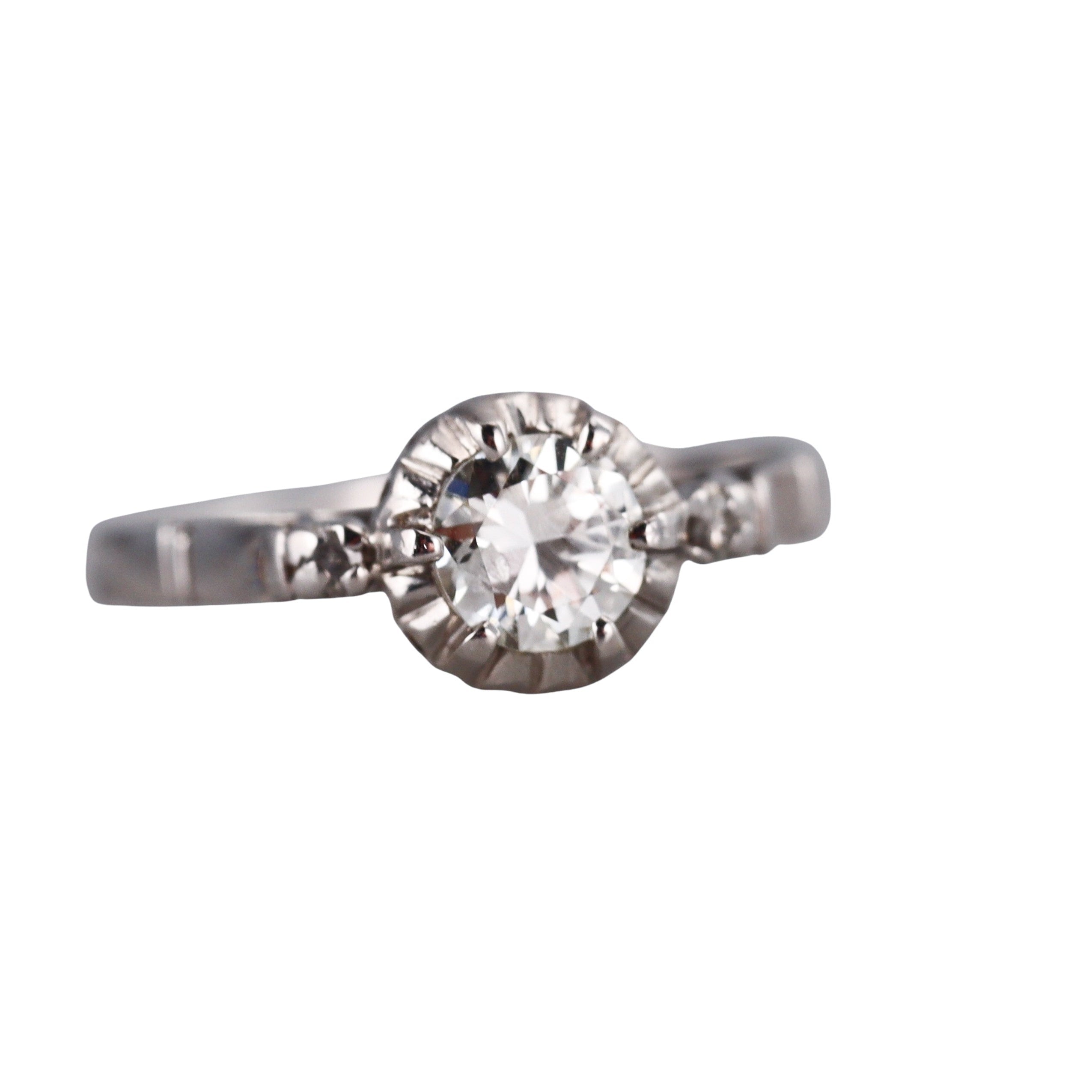 Mid Century Platinum Diamond Engagement Ring