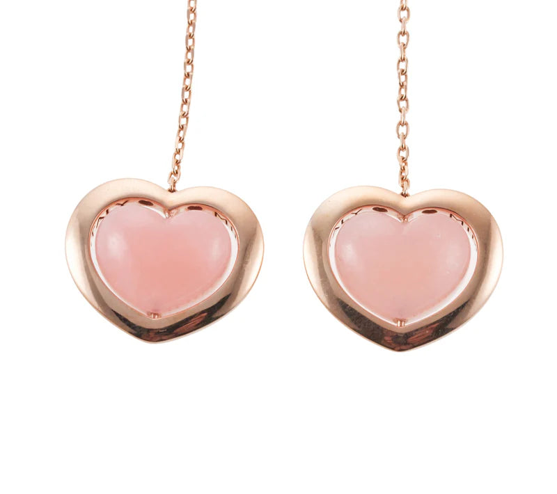 Mimi Milano Rose Quartzite Gold Heart Drop Earrings
