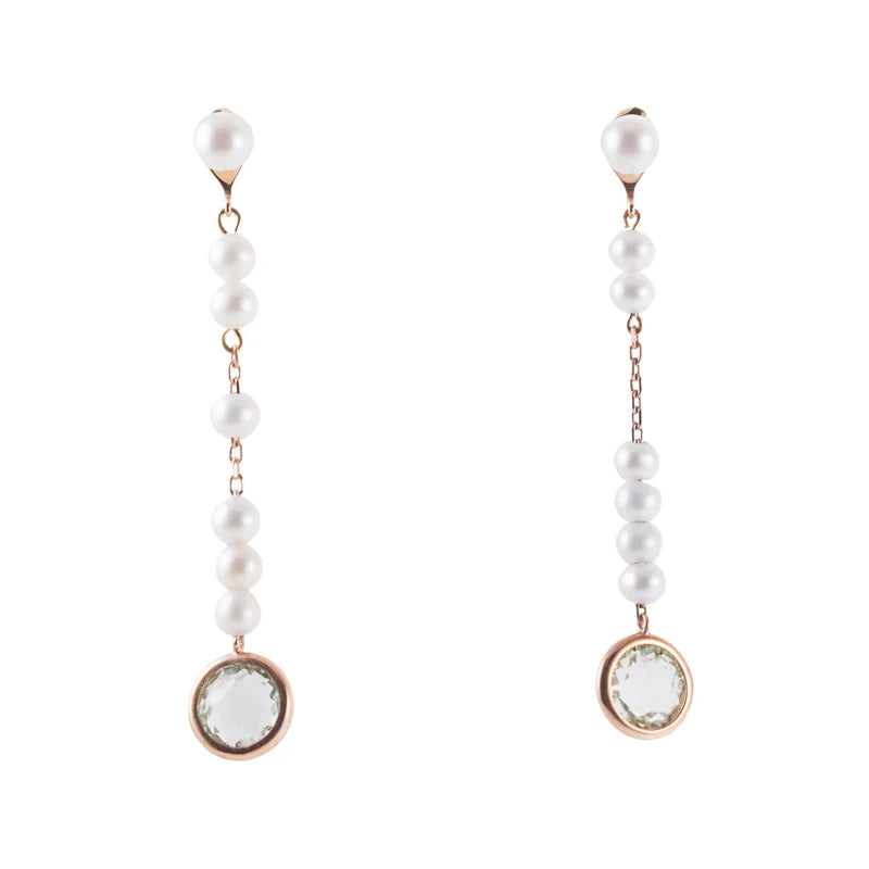 Mimi Milano Prasiolite Pearl Gold Drop Earrings