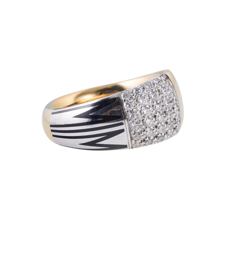 Mimi Milano Tam Tam Diamond Enamel Gold Ring