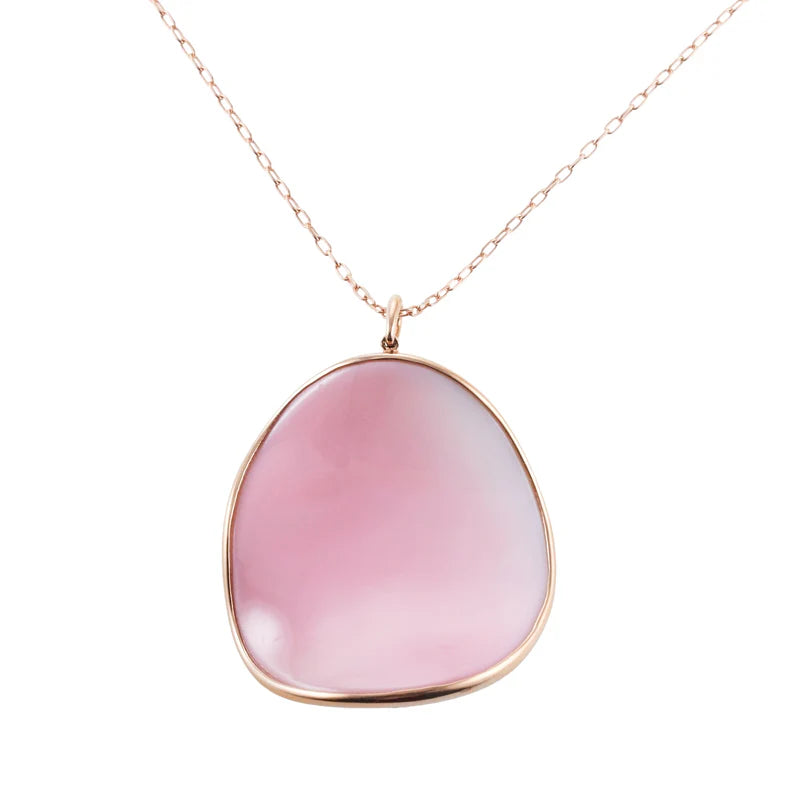 Mimi Milano Pink Mother of Pearl Gold Aurora Pendant Necklace