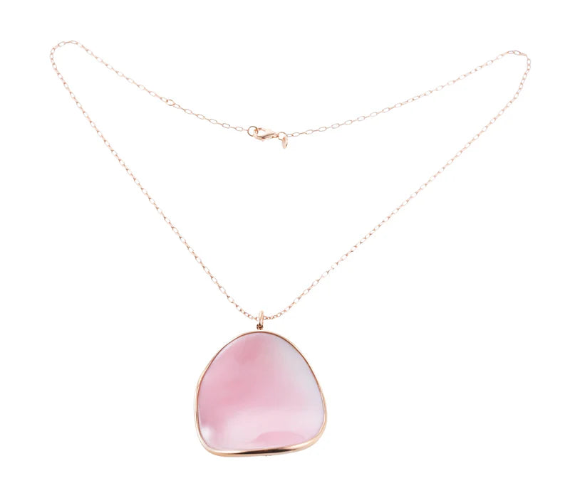 Mimi Milano Pink Mother of Pearl Gold Aurora Pendant Necklace