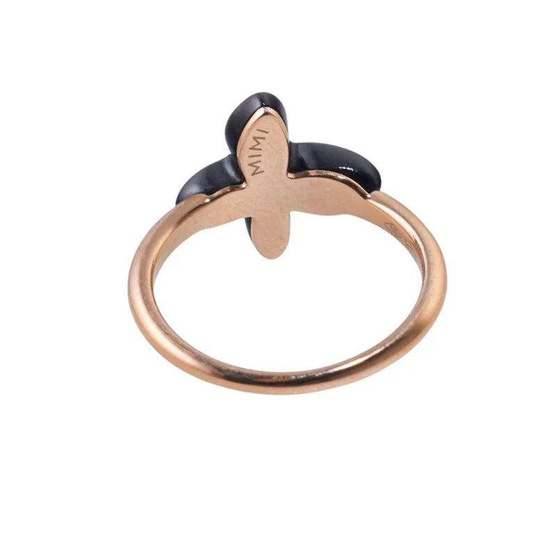 Mimi Milano Freevola Diamond Onyx Gold Butterfly Ring