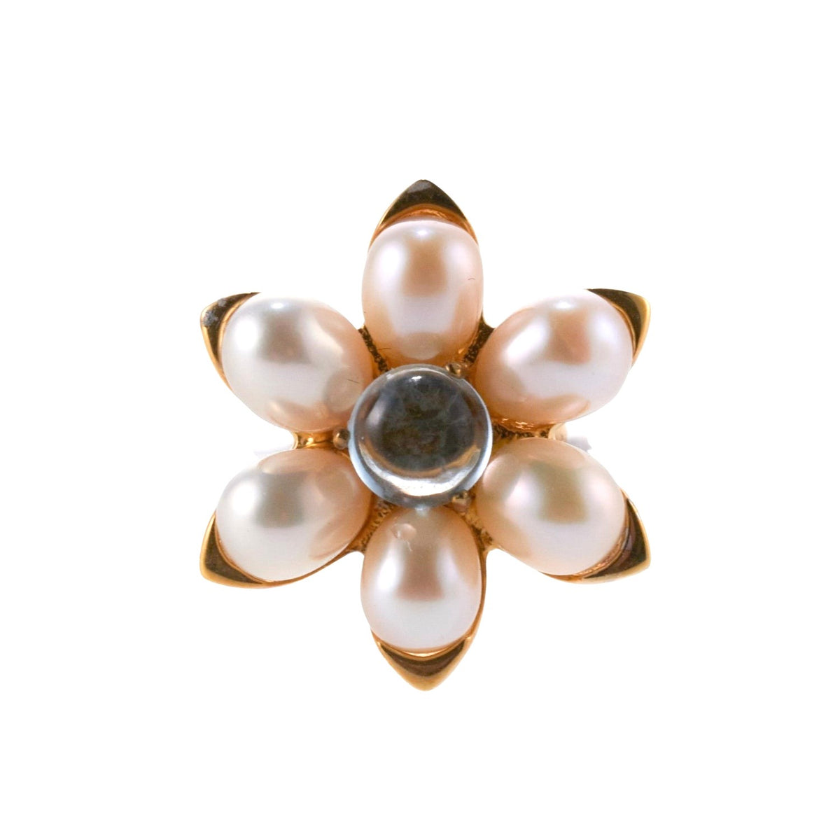Mimi Milano Gold Pearl Quartz Flower Ring