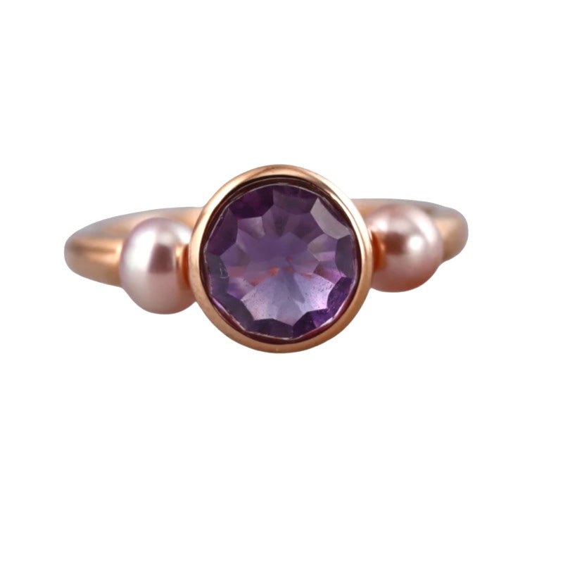 Mimi Milano Happy Amethyst Pearl Gold Ring
