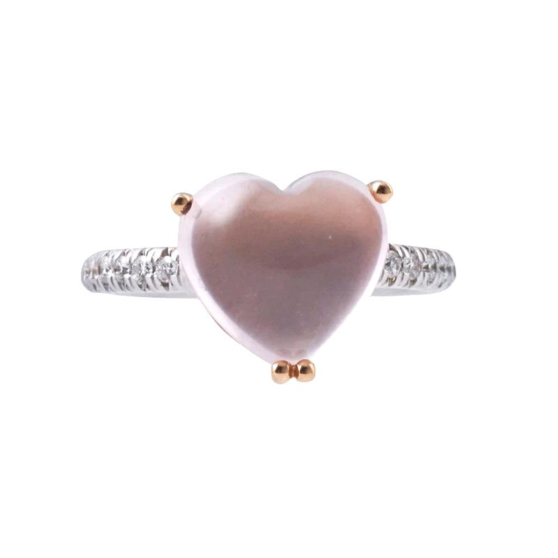 Mimi Milano Juliet Rose Quartz Diamond Gold Heart Ring