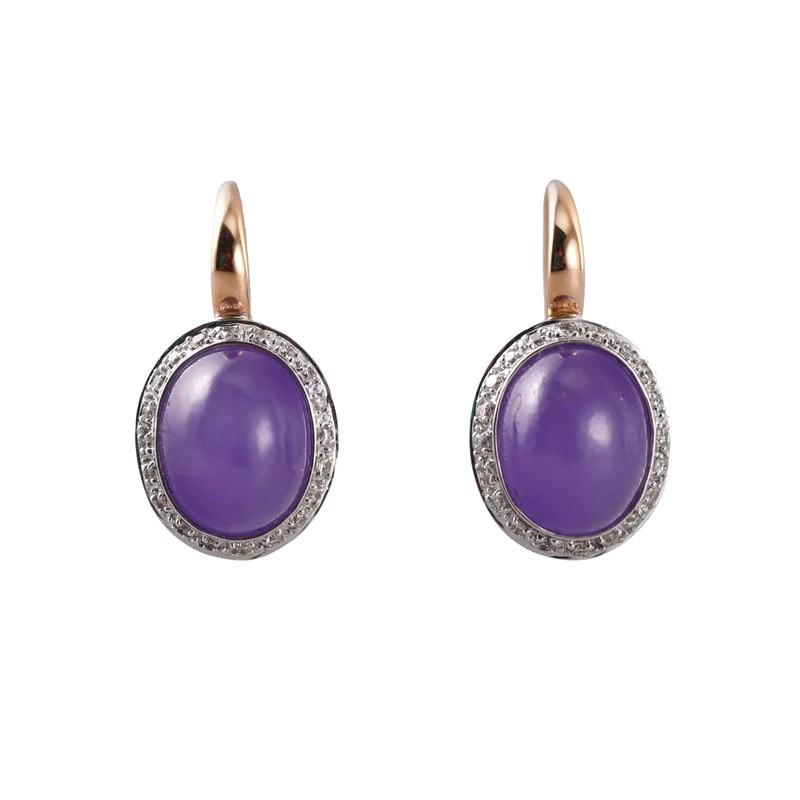 Mimi Milano Leela Lavender Jade Diamond 18k Gold Earrings