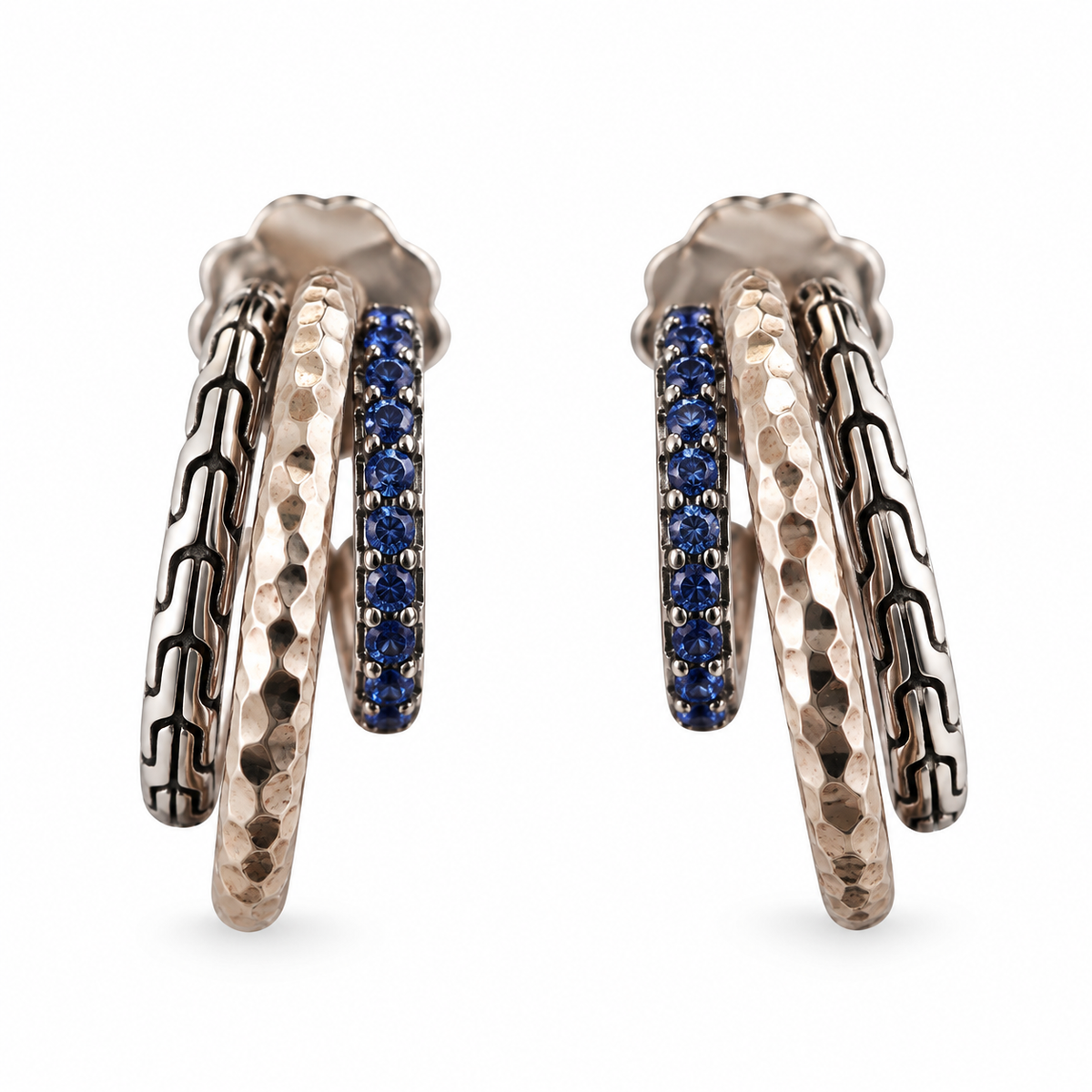 John Hardy Classic Chain Sapphire Sterling Silver Earrings Retail $595