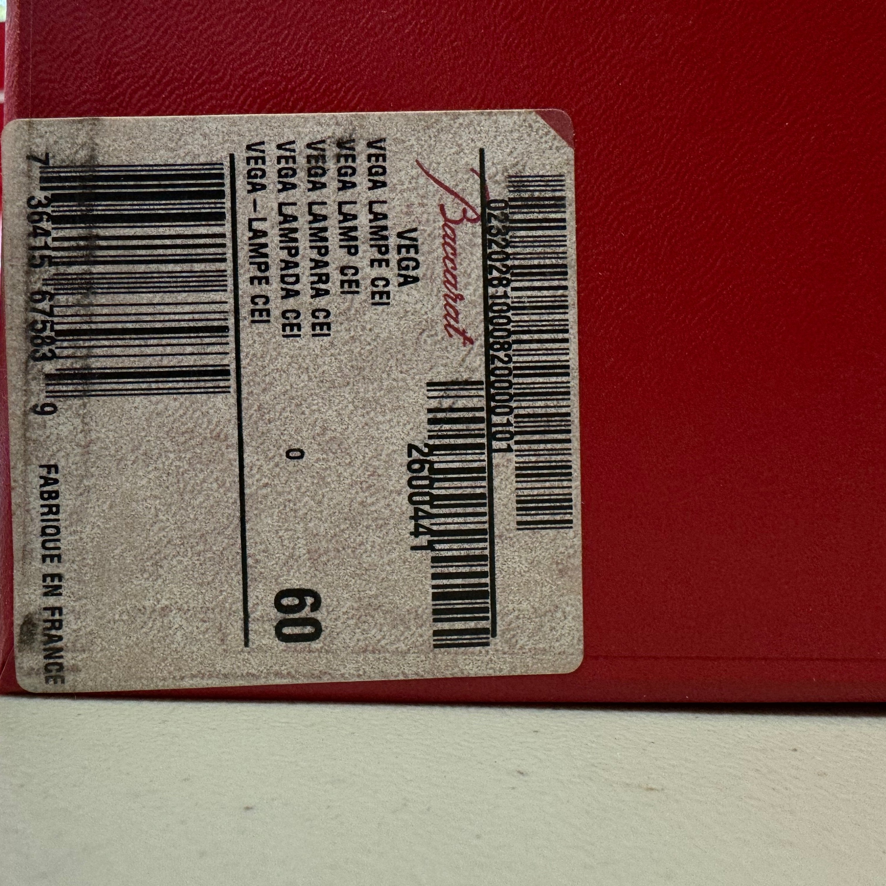 Baccarat Crystal Vega Lamp #2600441