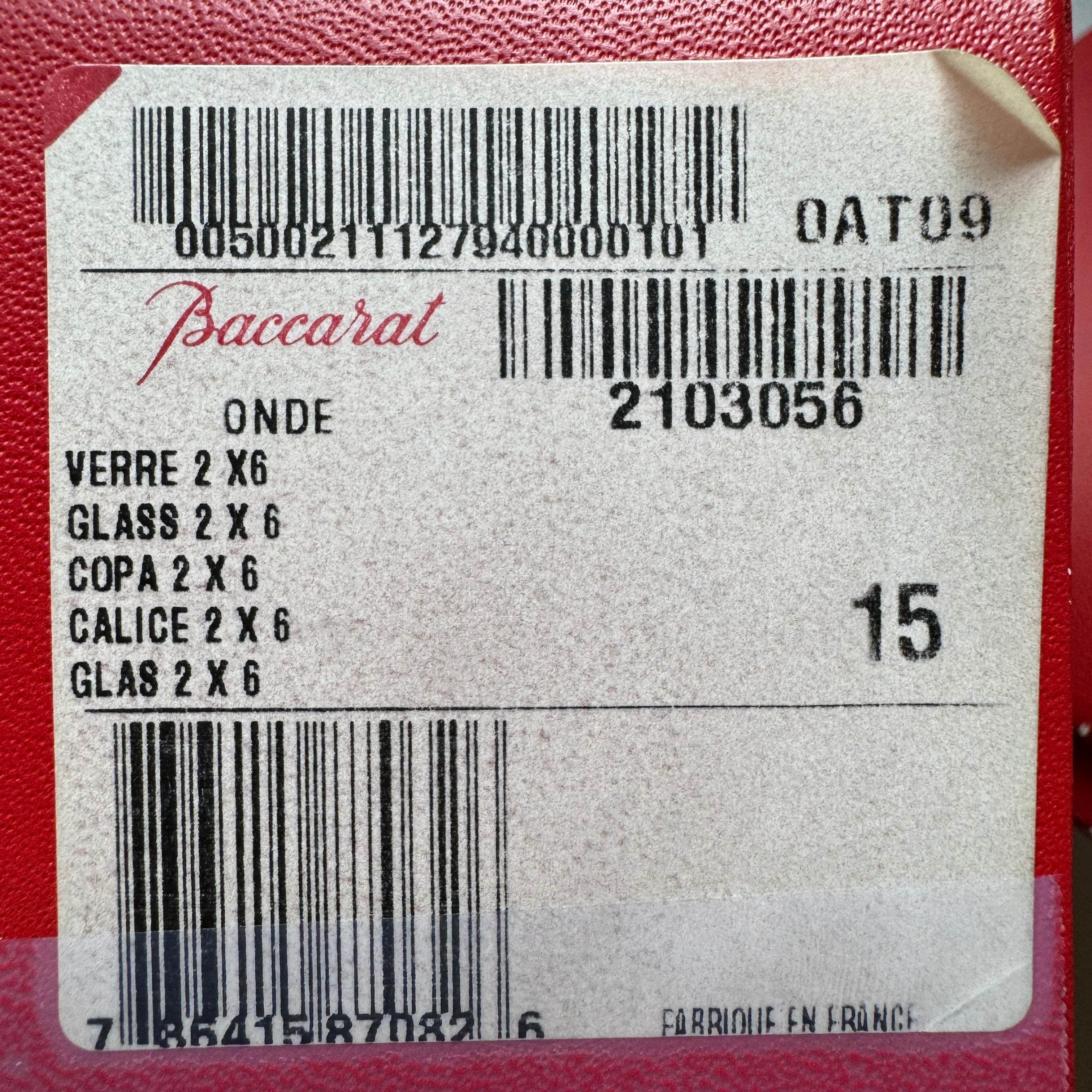 Baccarat Crystal Onde Glass Set of 6 #2103056