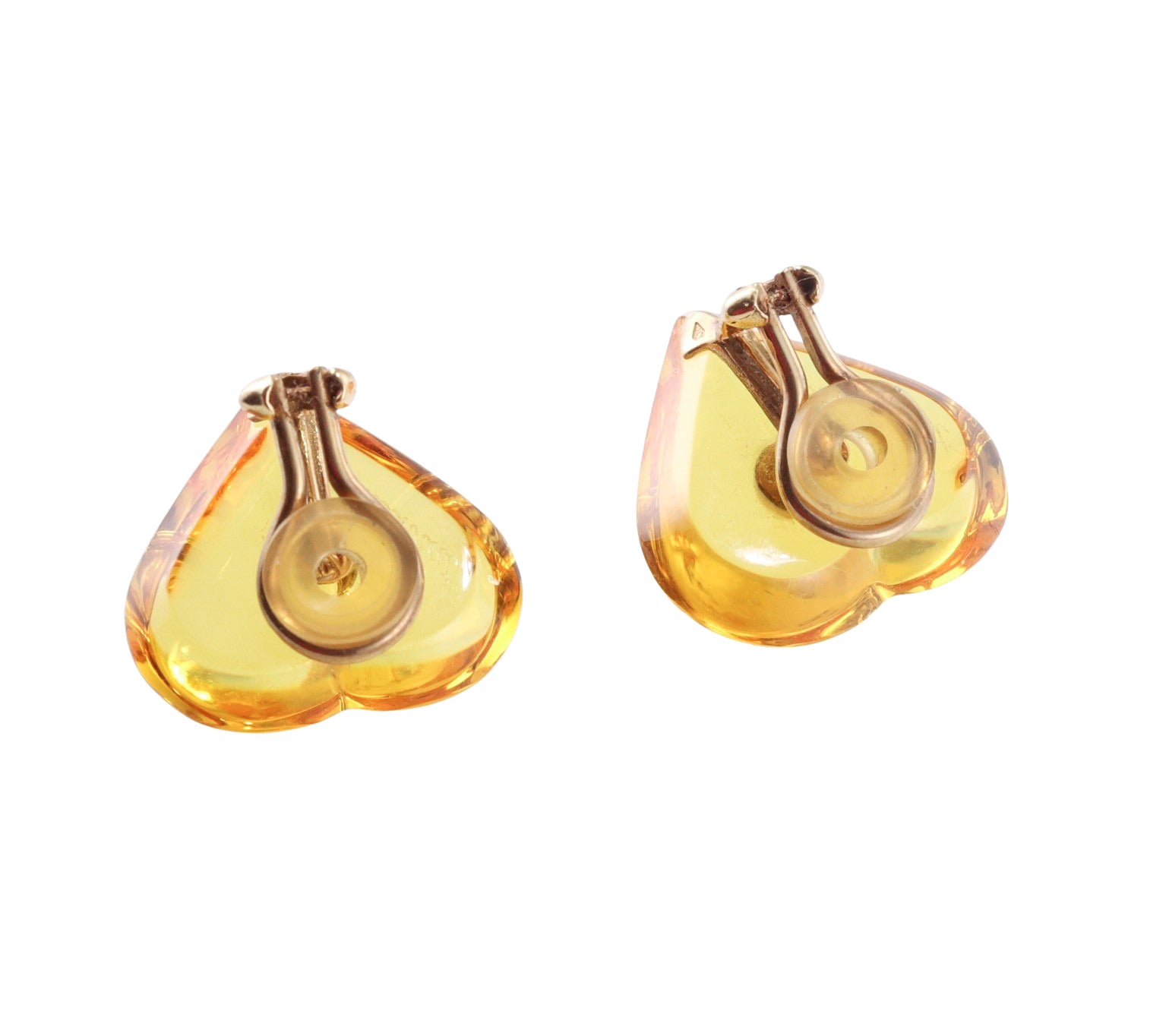 Baccarat 18k Gold Heart Crystal Earrings OG-3274