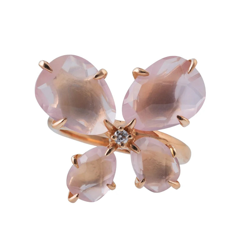 Mimi Milano Mila Quartz Diamond Gold Butterfly Ring