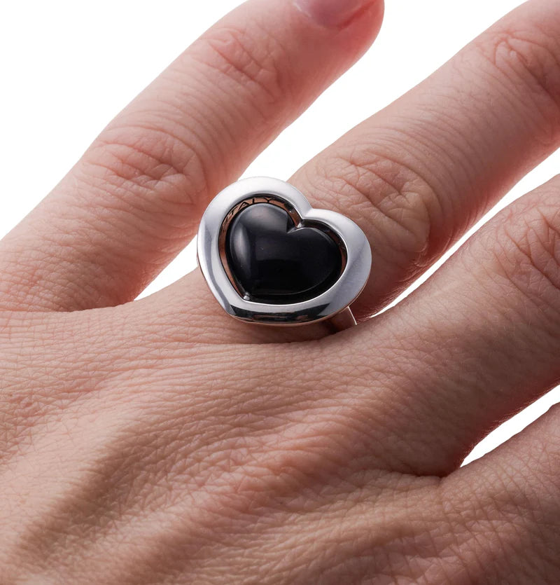 Mimi Milano Onyx Gold Flip Top Heart Ring