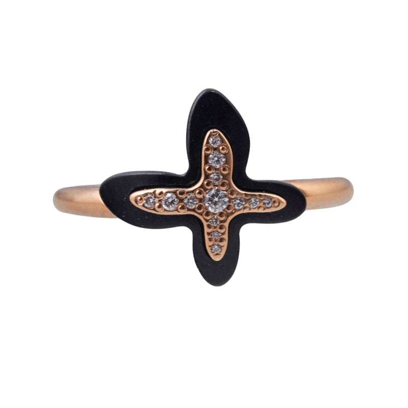 Mimi Milano Freevola Diamond Onyx Gold Butterfly Ring