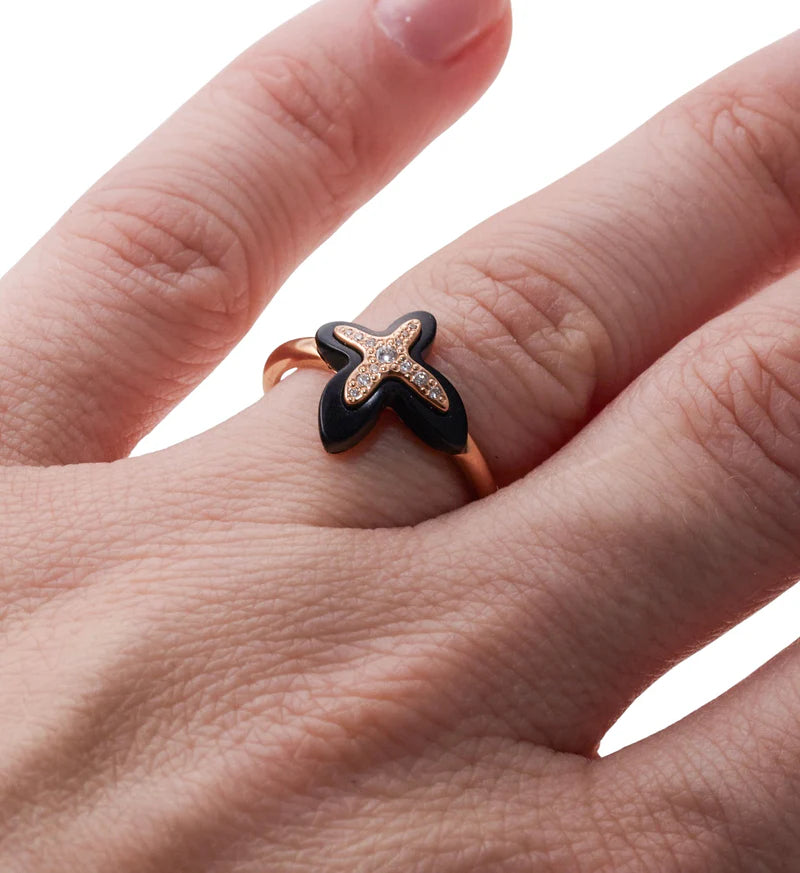 Mimi Milano Freevola Diamond Onyx Gold Butterfly Ring