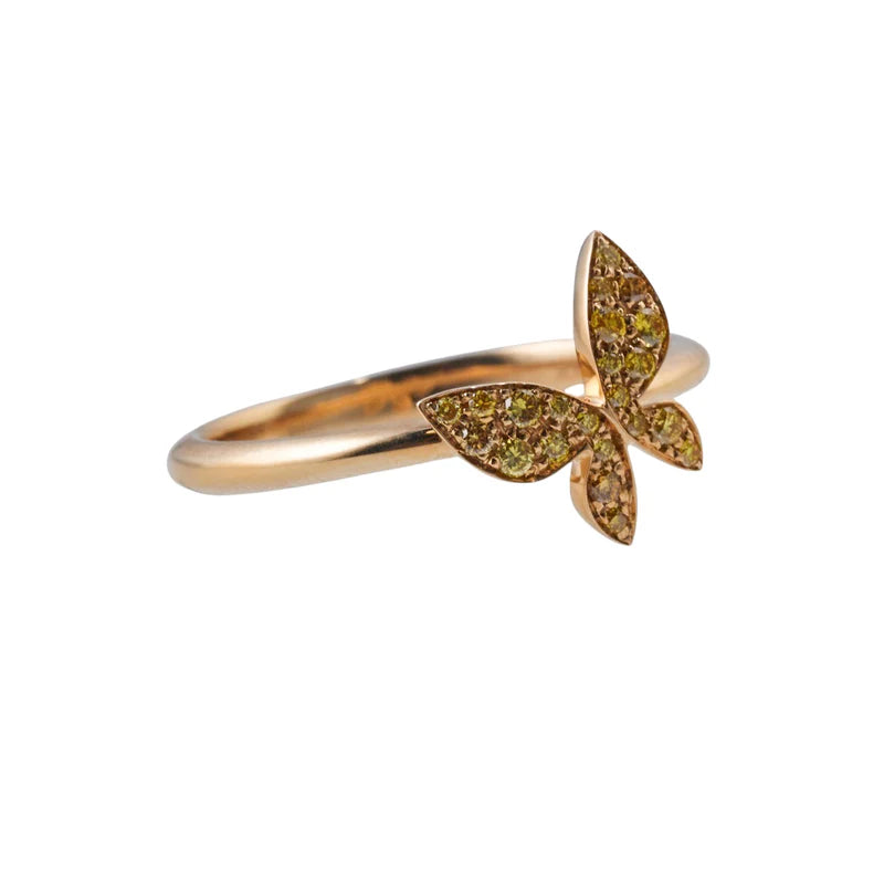 Mimi Milano Farfalla Yellow Diamond Gold Butterfly Ring