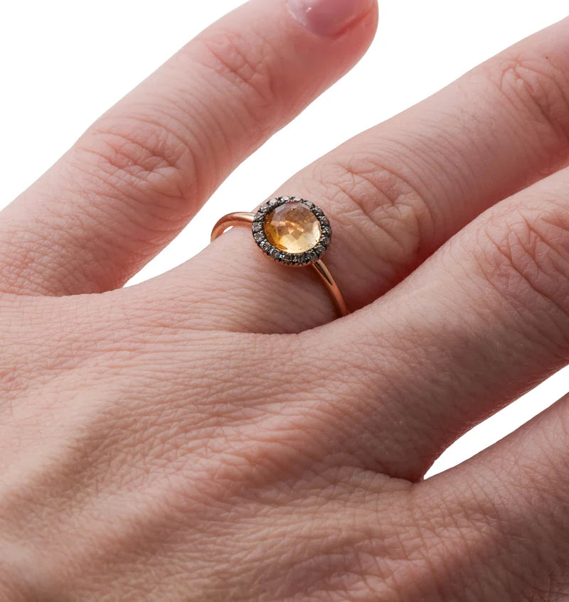 Mimi Milano Happy Fancy Diamond Citrine Gold Ring