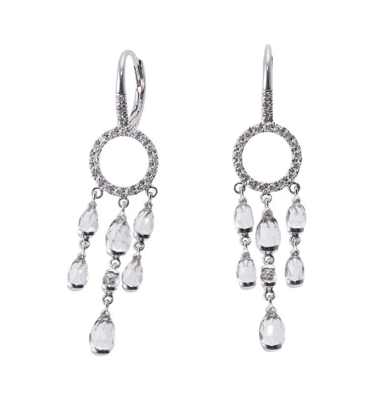 Mimi Milano White Topaz Diamond Gold Chandelier Earrings