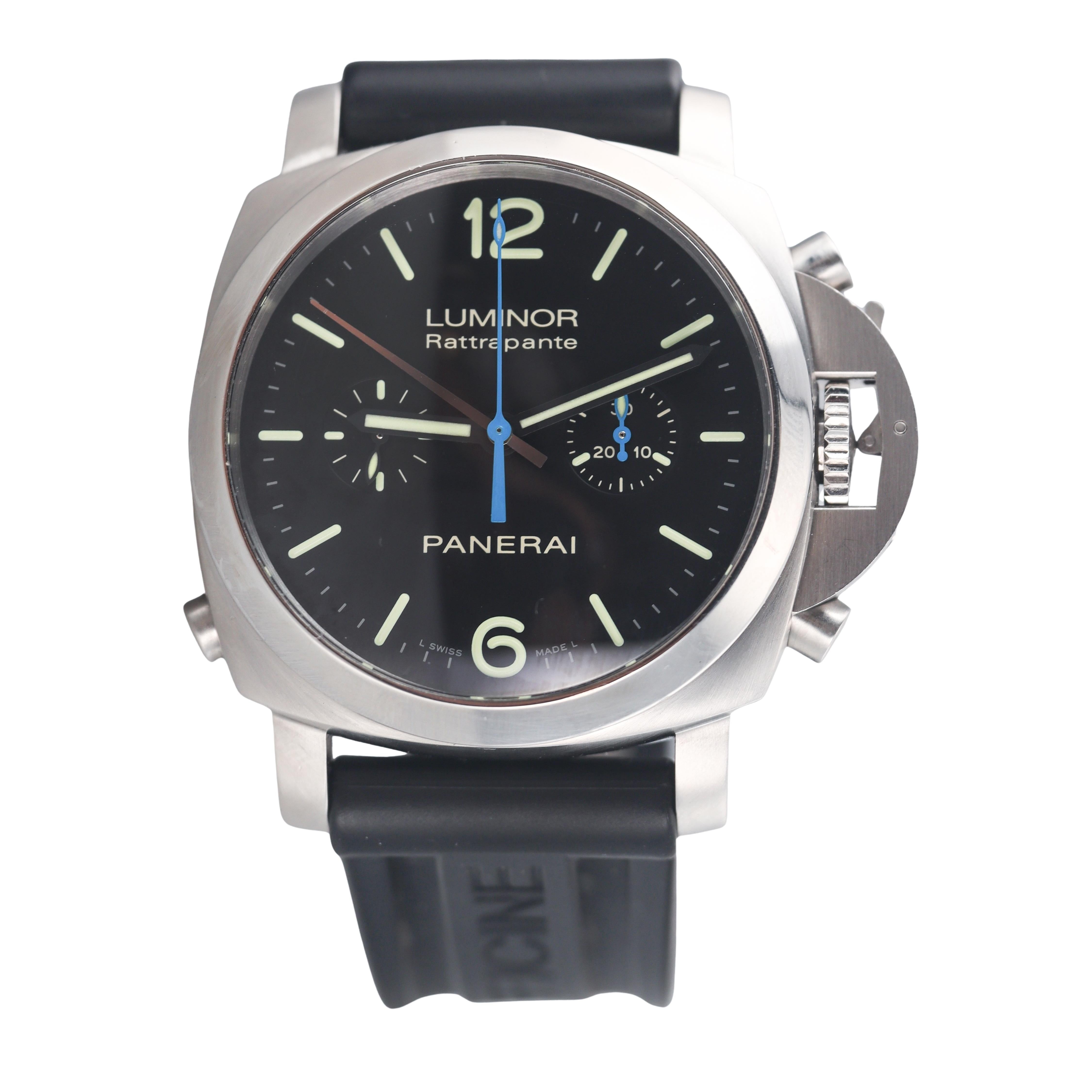 Panerai Luminor Rattrapante 1950 Automatic Black Dial Steel Watch PAM00362