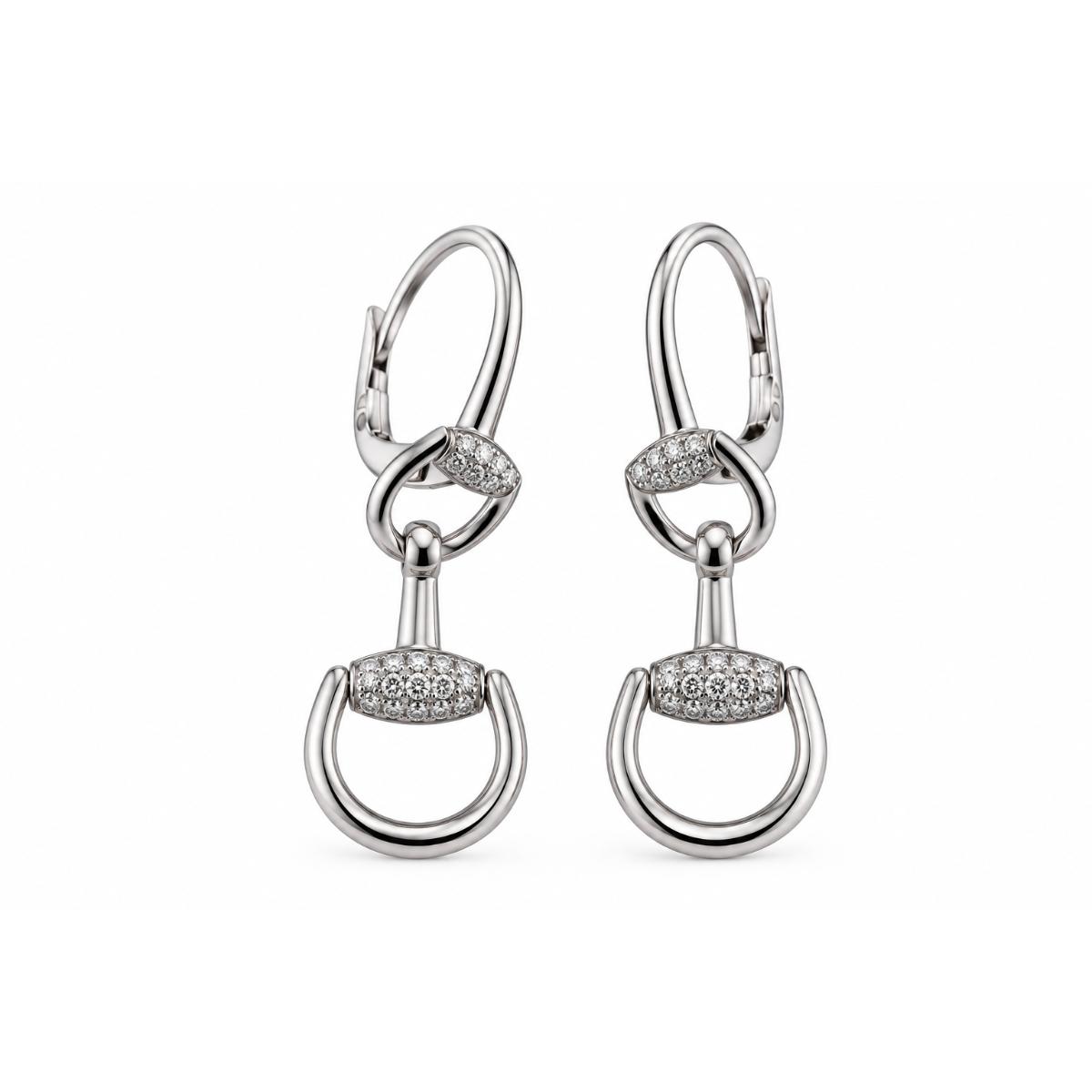 Gucci Horsebit 18K Gold Diamond Drop Earrings