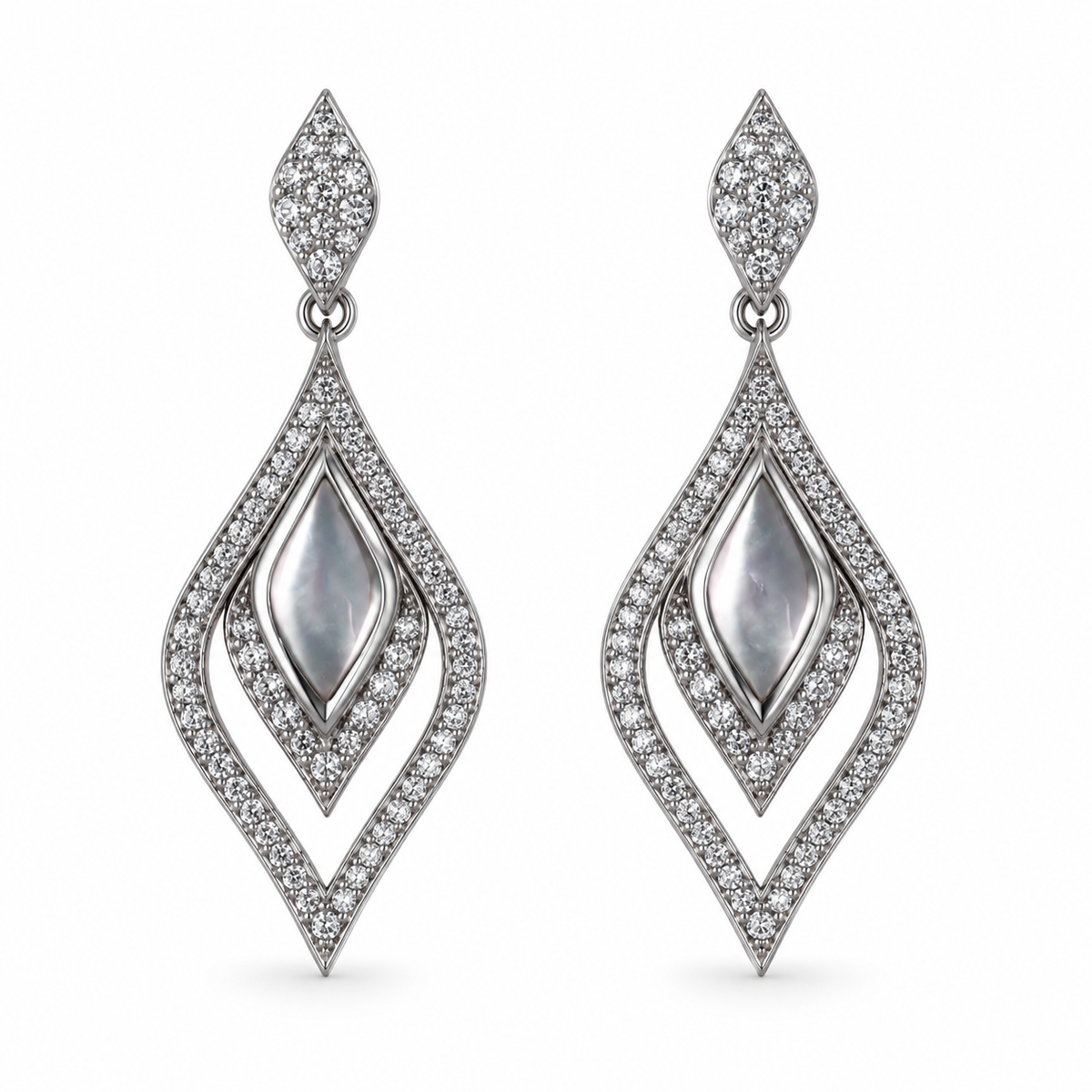 Kabana 14K White Gold Mother of Pearl Diamond Drop Earrings