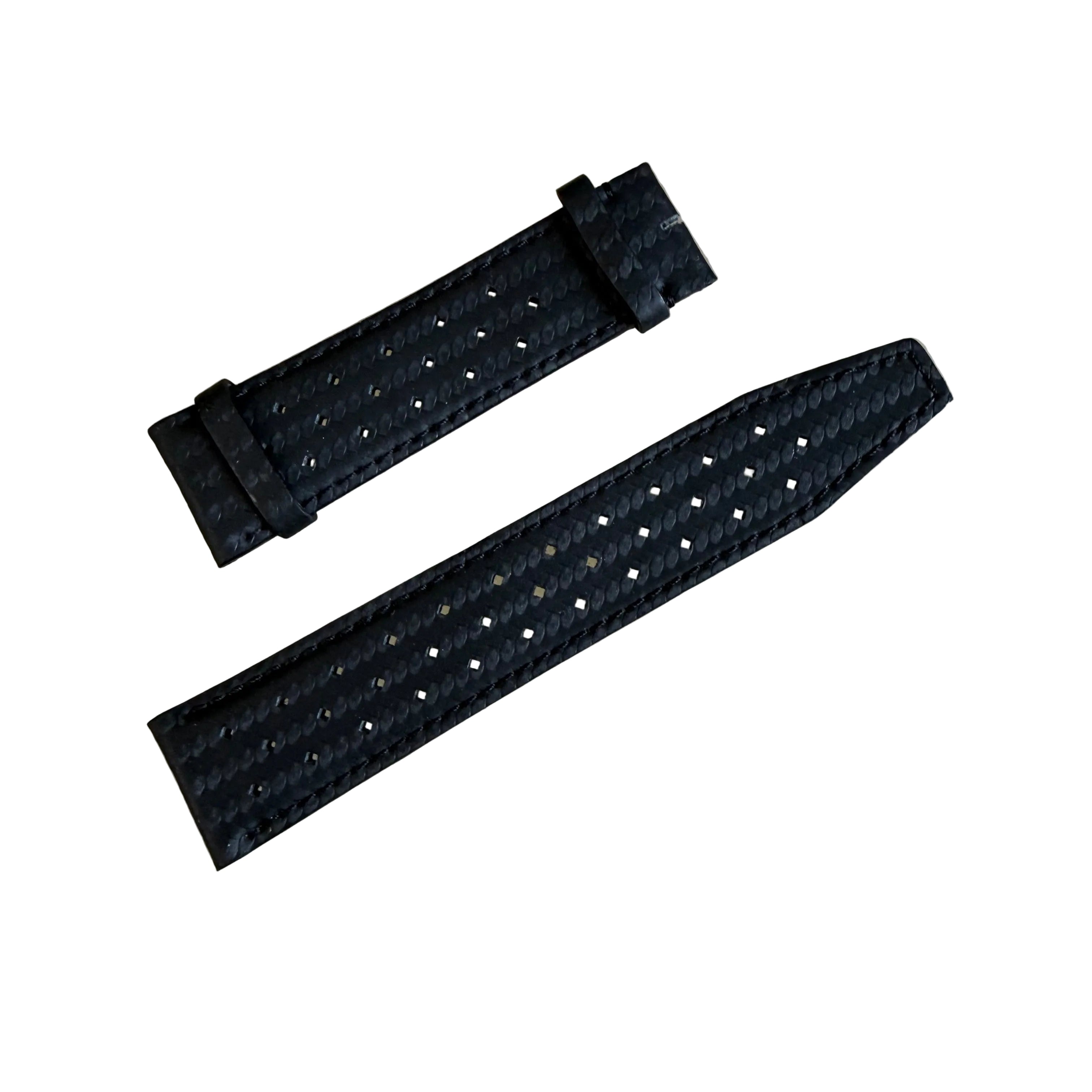 Authentic Jaeger LeCoultre Black Perforated Leather Watch Strap Band 20mm