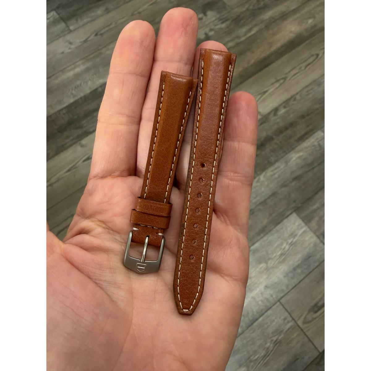 Authentic TAG Heuer Brown Leather Watch Strap Band 15mm with Buckle