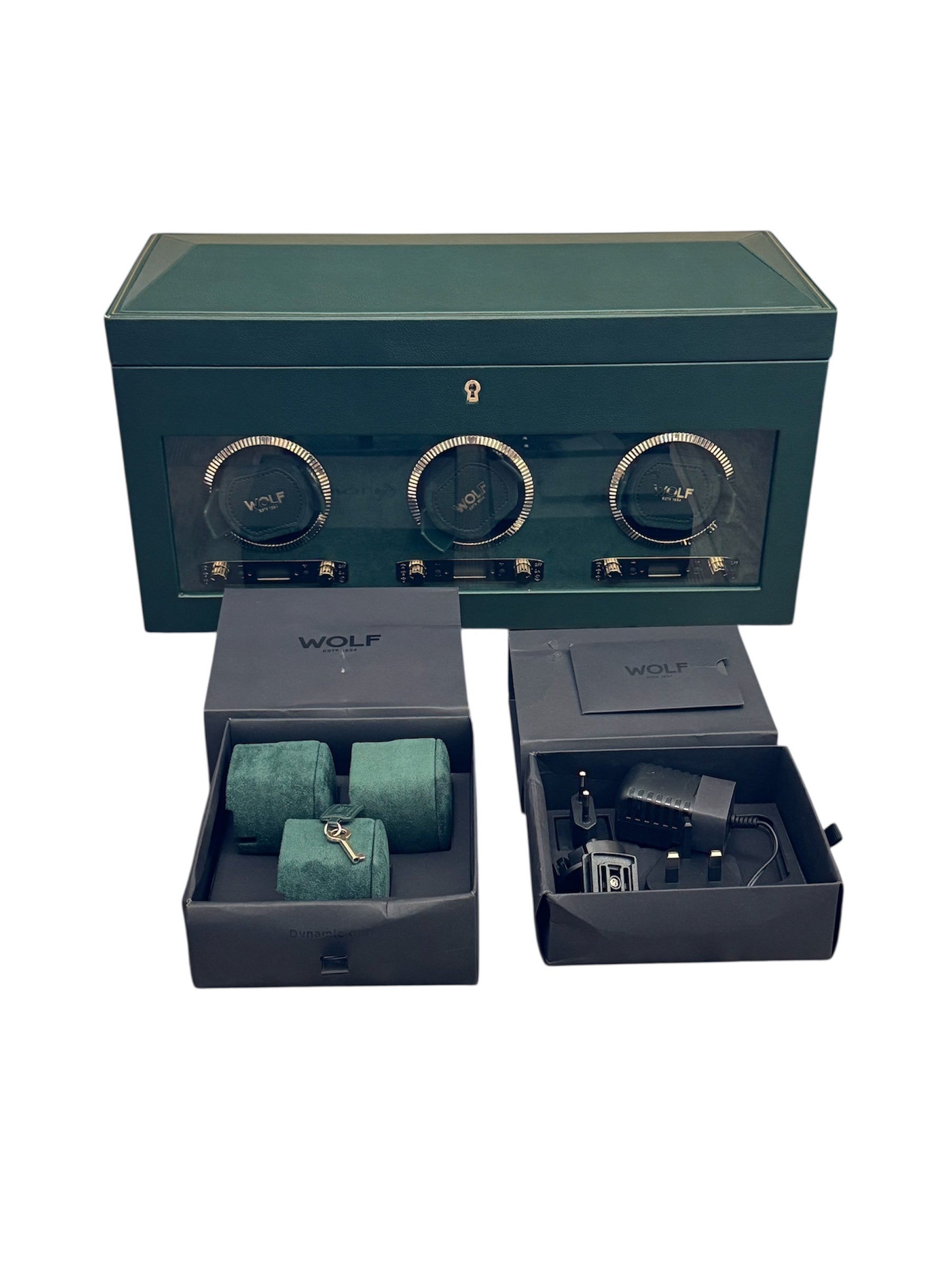 Wolf British Racing Green Triple Watch Winder