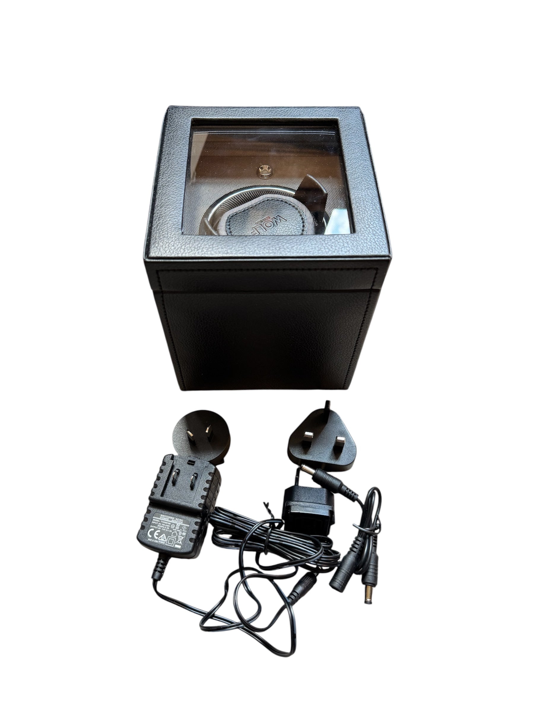 Wolf Cub Black Single Watch Winder with Cover