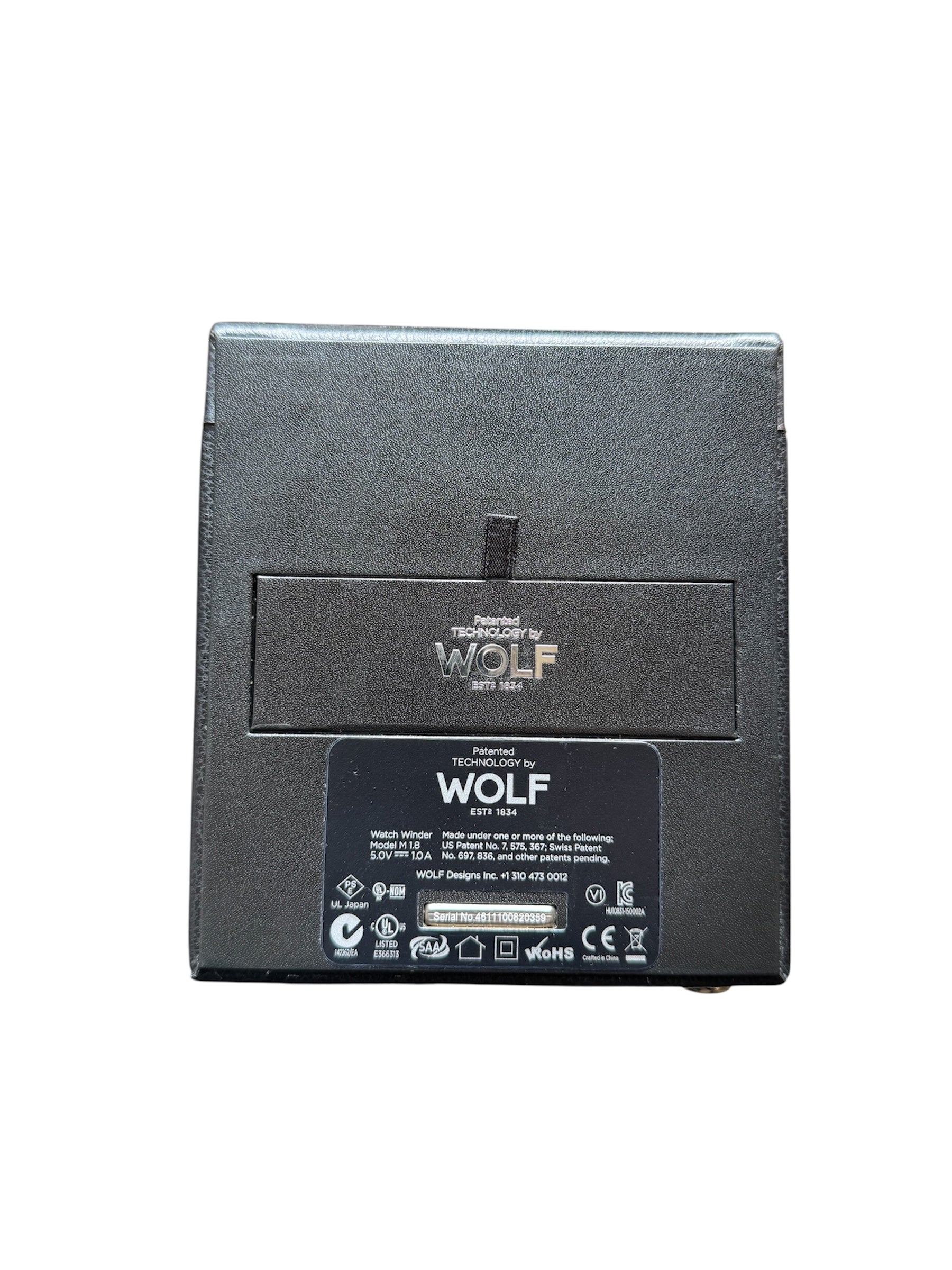 Wolf Cub Black Single Watch Winder with Cover