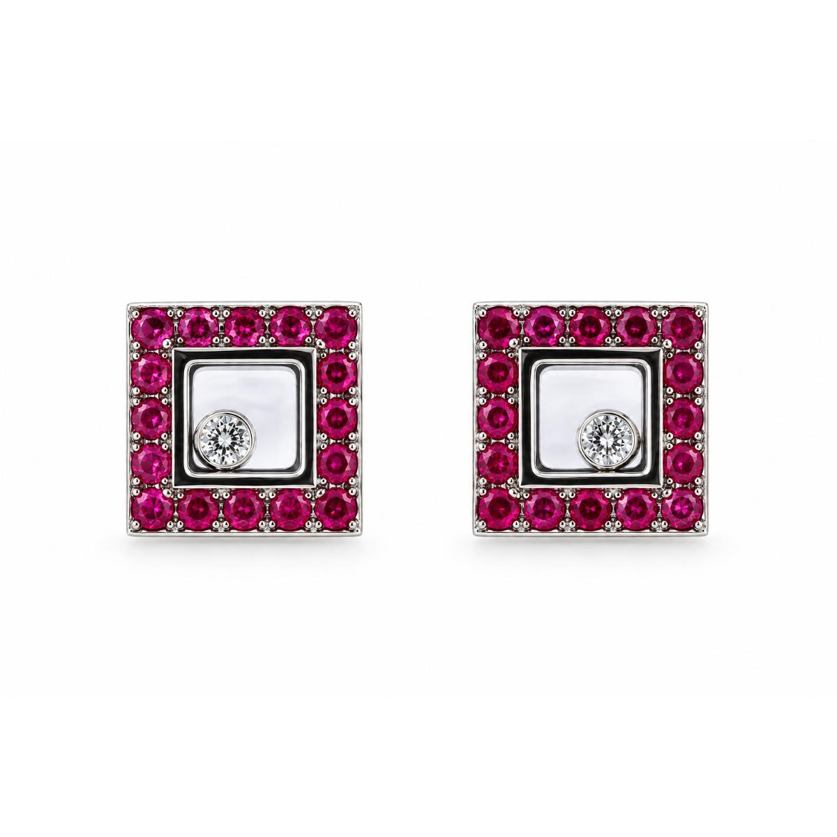 Chopard Happy Diamonds Ruby Gold Earrings